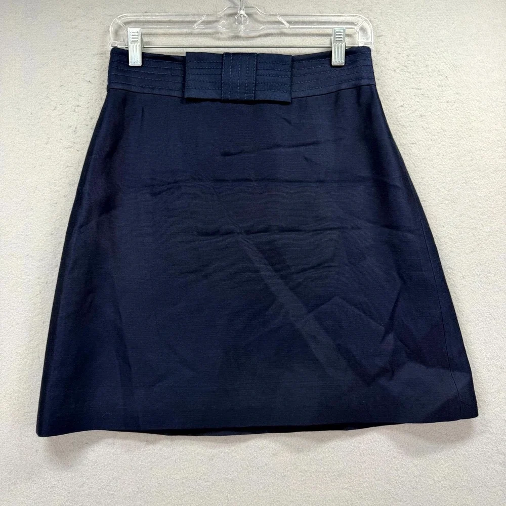 Kate Spade New York A-Line Skirt Womens 2 Navy Lined Silk‎ Blend Career Office